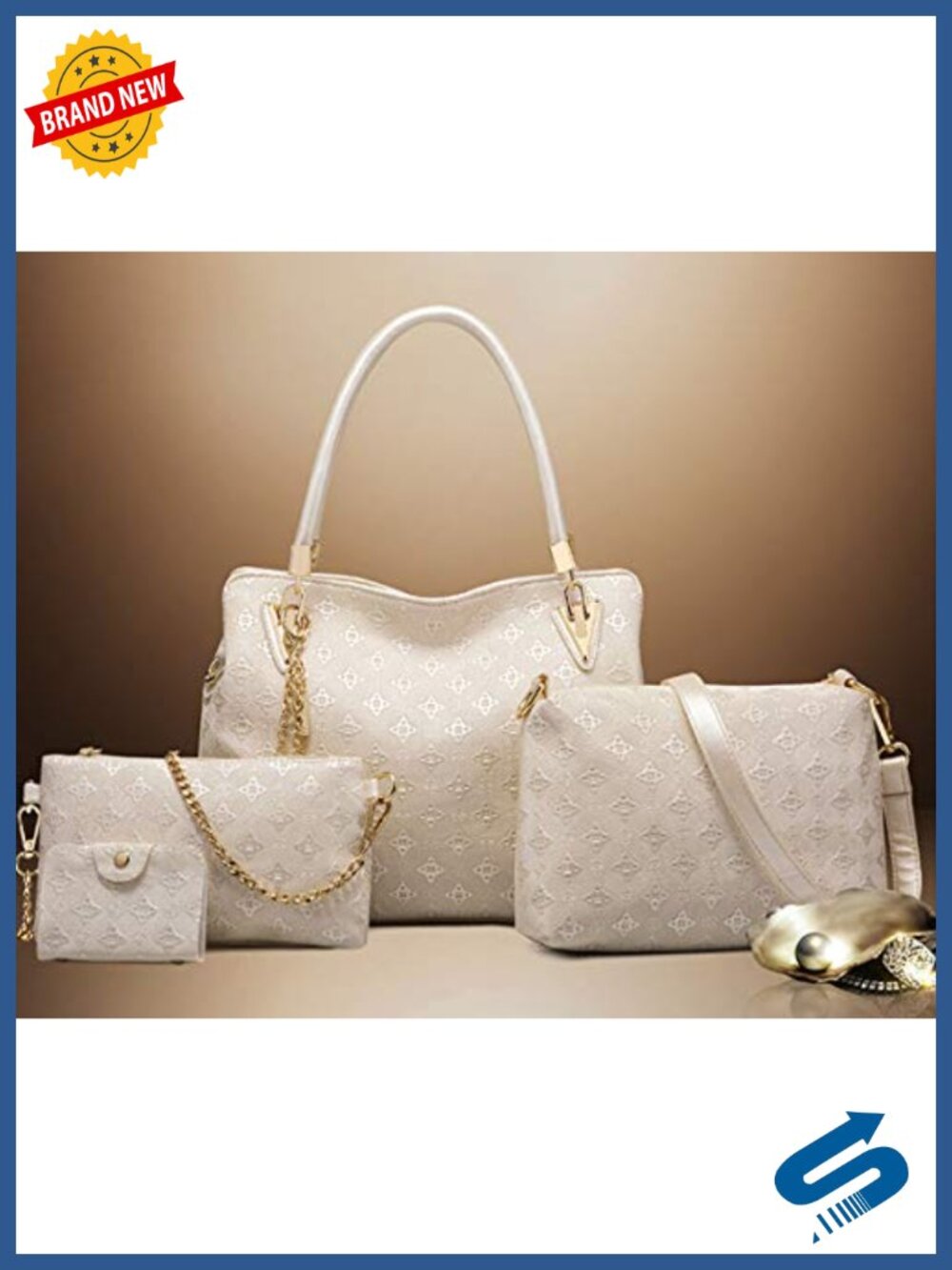 PU Leather Tote Satchel Set with Tassel & Floral Print Shoulder Bag - Picture 2 of 6